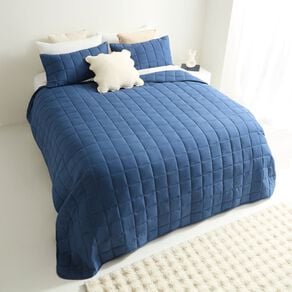 Living & Co Microfibre 3 Piece Comforter Set Navy Queen