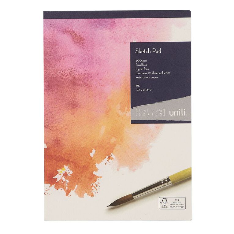 Uniti Platinum Sketch Pad 300gsm A5 10 Sheets, , hi-res